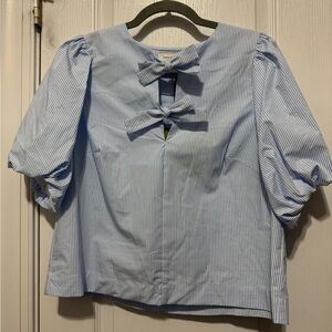 NWT Kate Spade Striped Puff Sleeve Blouse